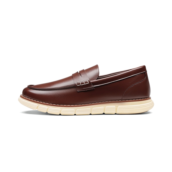 Men's PU Leather Penny Loafers - DARK BROWN - 2